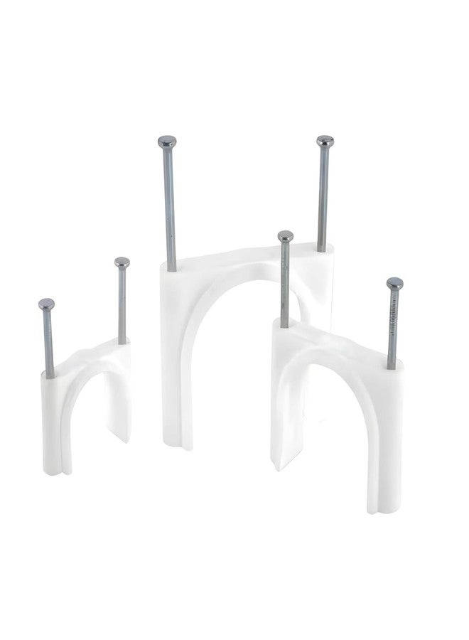 NEW WARE مشابك تثبيت الأسلاك من نيو وير (15 مم) مع مسامير من الفولاذ المقاوم للصدأ لإدارة الكابلات، ومنظم الأسلاك، ومشابك أسلاك دائرية لتعليق الكابلات على الحائط (50) - Image 1